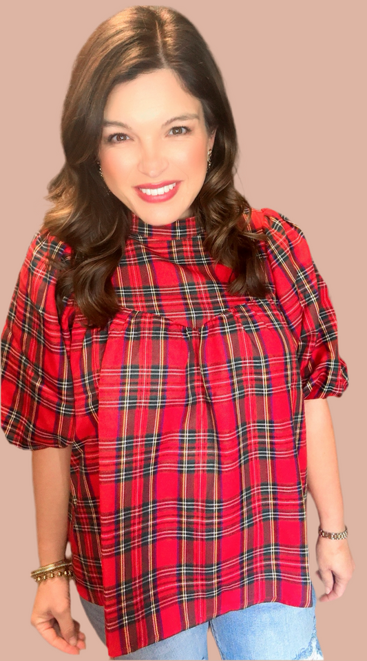 Holiday Plaid Top