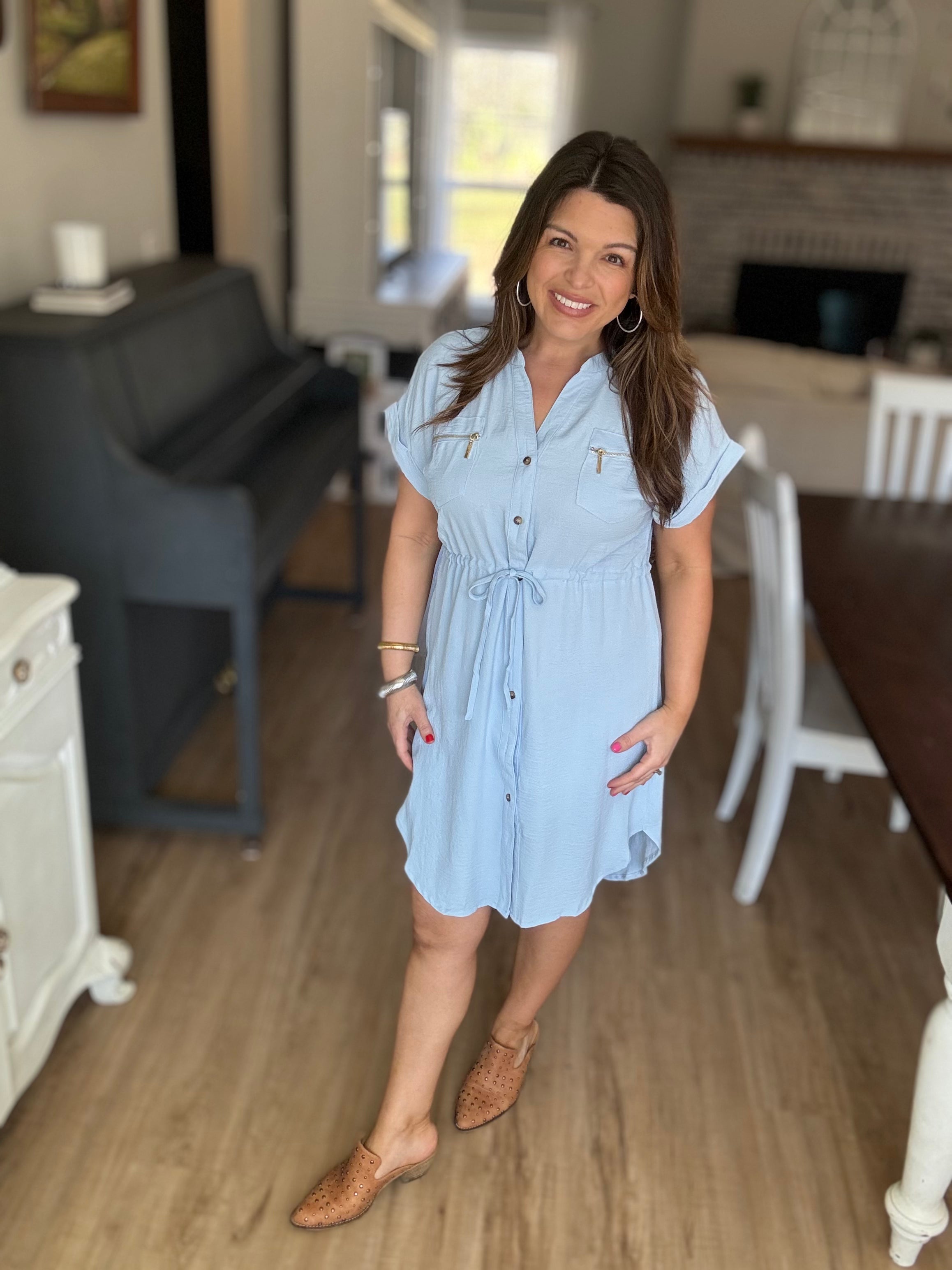 Baby blue shirt dress – My Little Teapot Boutique