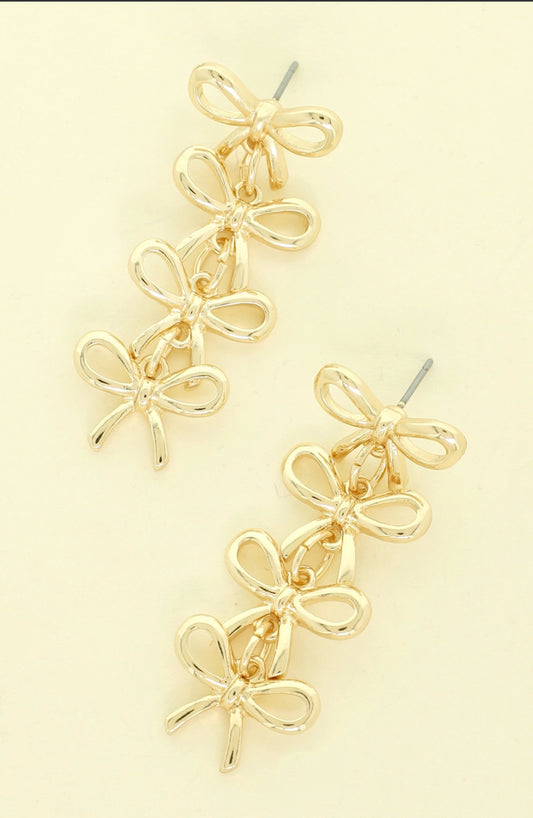 Butterfly bowknot toggle earrings