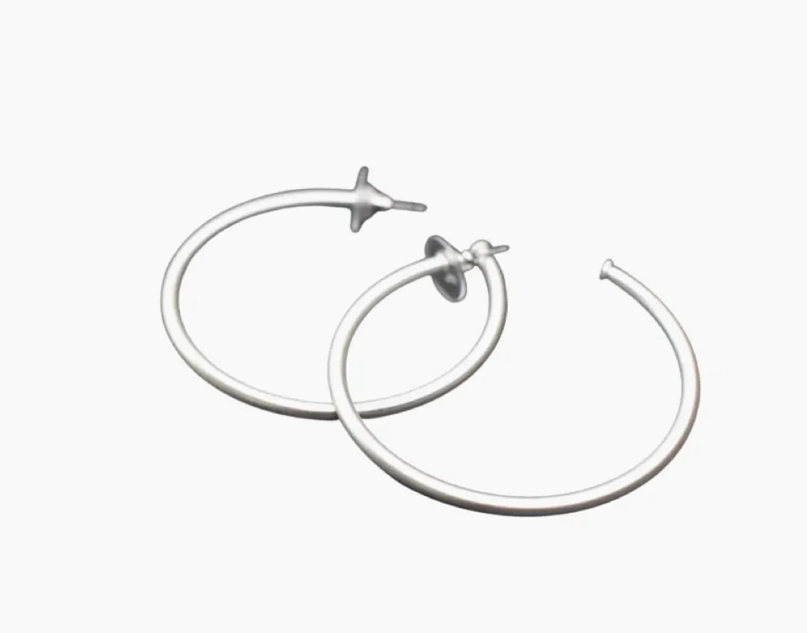 Matte silver hoops